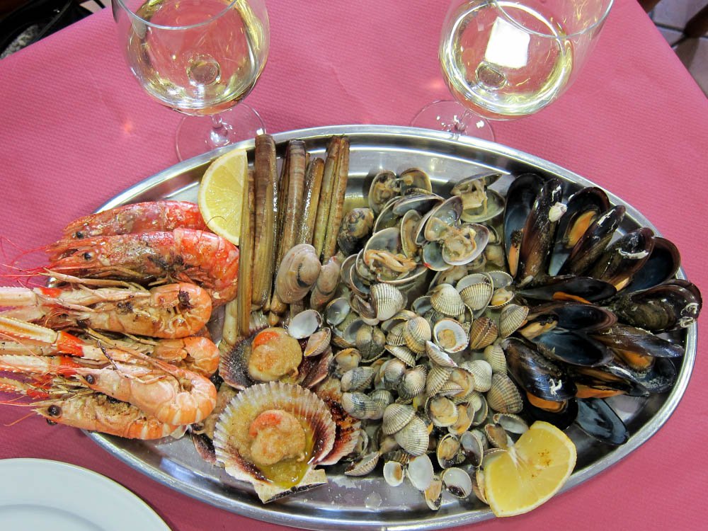 seafood and wine
