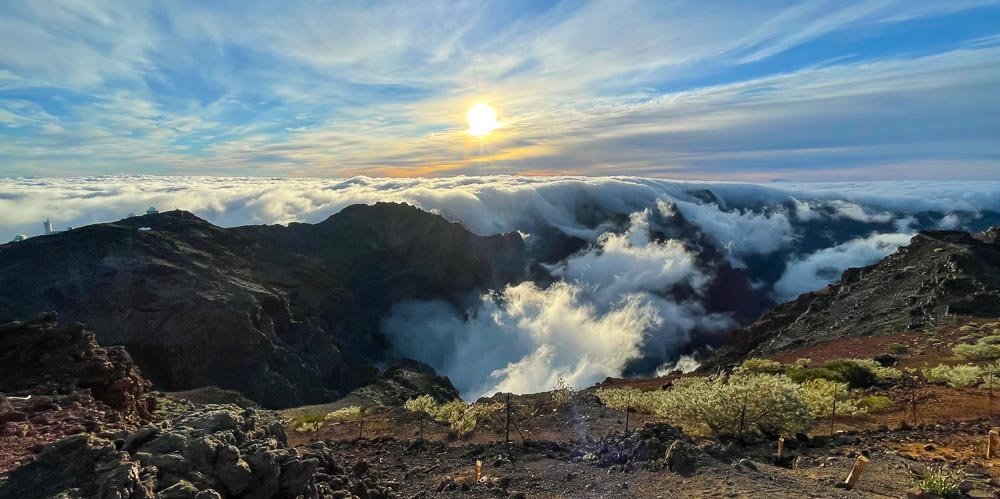 Sea of fog in top of a volcano