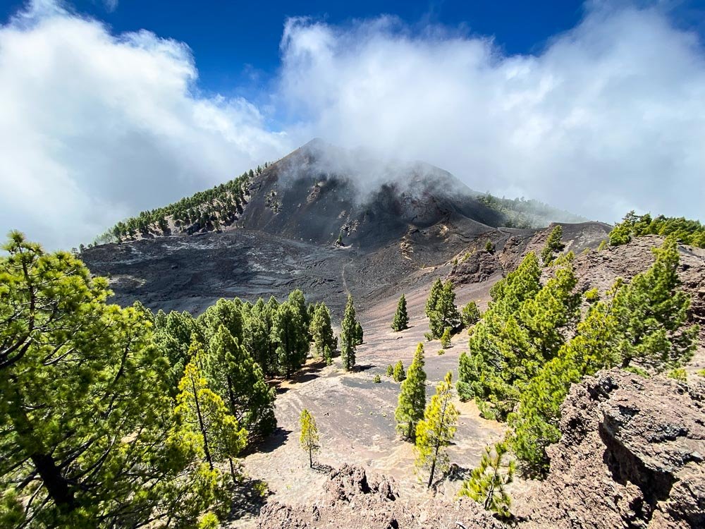 Hiking path among volcanos